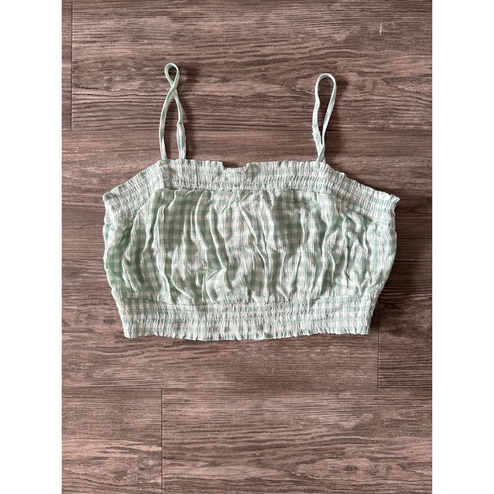 Hippie Rose Green Gingham Smocked Cami Crop Top HS2W11268C New Small